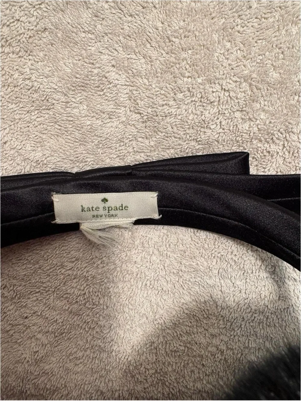 kate spade Black Faux Fur Heart Earmuffs with Ribbon Bow